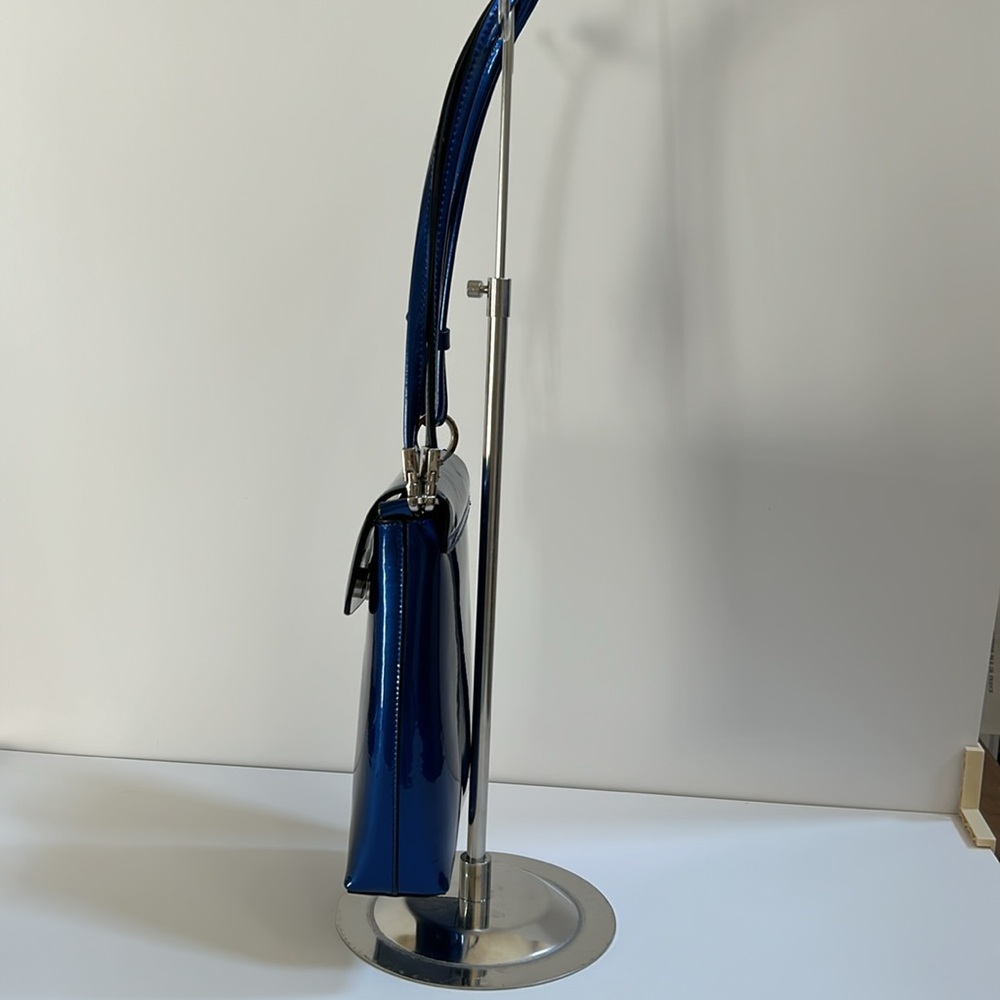 SOLD Elegant Blue Patent Leather Crossbody Bag - Picture 4 of 11